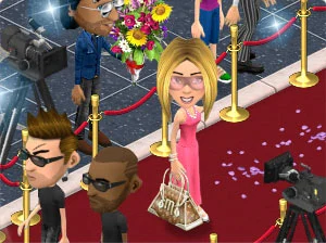 Avatars posing together on a red carpet